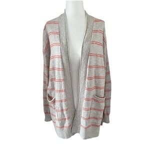 Madewell Cardigan Women's Size L Bradley‎ Sweater Textured Stripe Pockets Beige